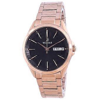 Westar Schwarzes Zifferblatt Rose Goldfarben Edelstahl Quarz 50212 PPN 603 Herrenuhr