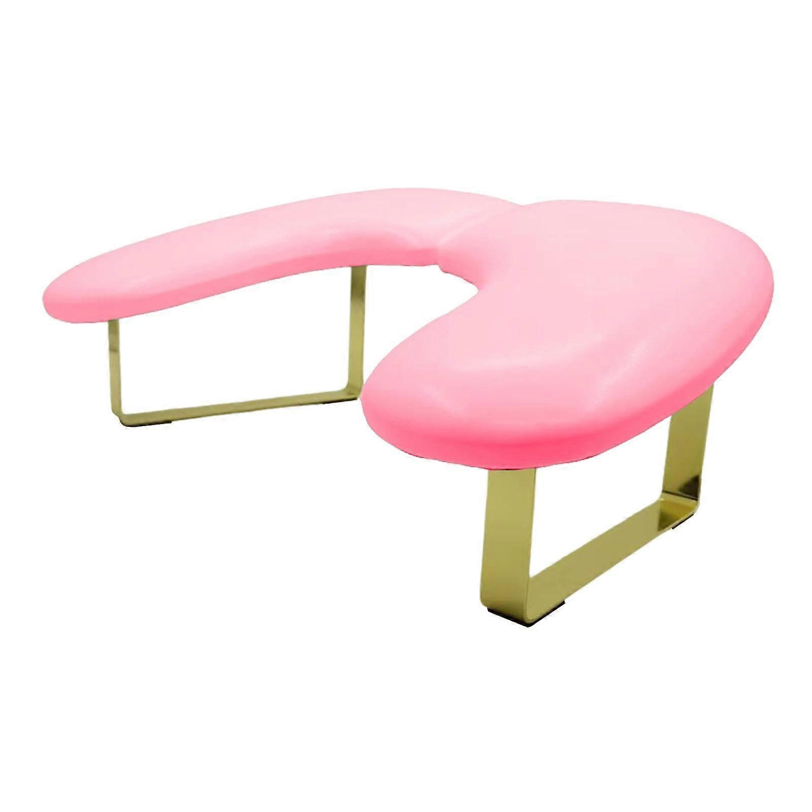 Pink Nail Hand Rest Cushion with Ergonomic Support, Waterproof Surface, Foldable Iron Frame