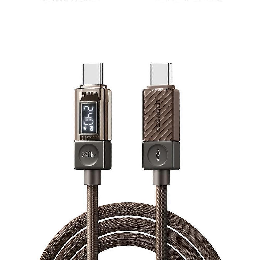 ESSAGER 1m 240W Type-C to Type-C Fast Charging Cable Clear Digital Display Data Cable