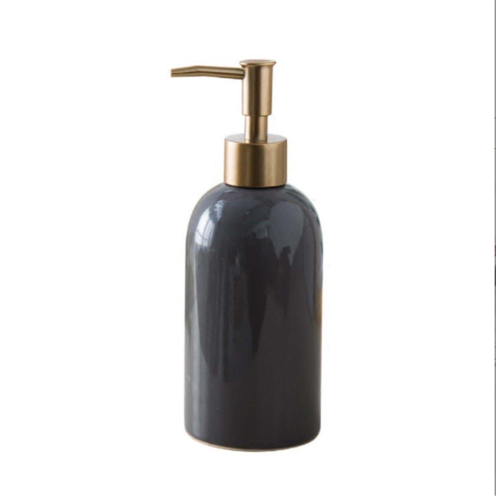 Ceramic Liquid Soap Dispenser Celadon Refillable Pump for Bathroom or Kitchen 7.2x20cm