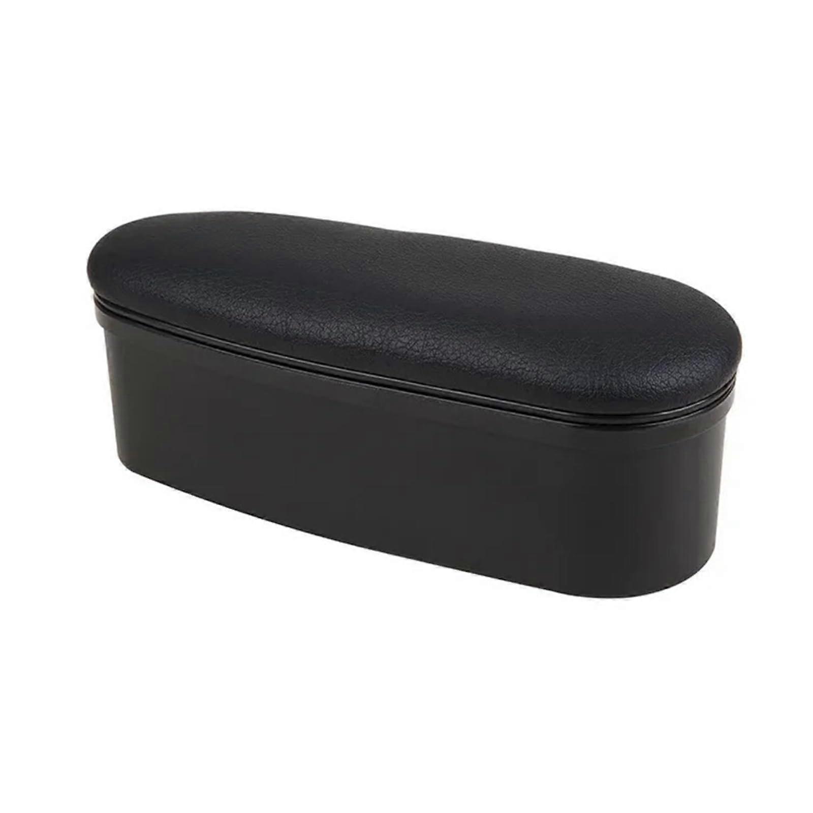 Car Armrest Organizer with Ergonomic Leather Support, Adjustable Sliding Waterproof Cover Black