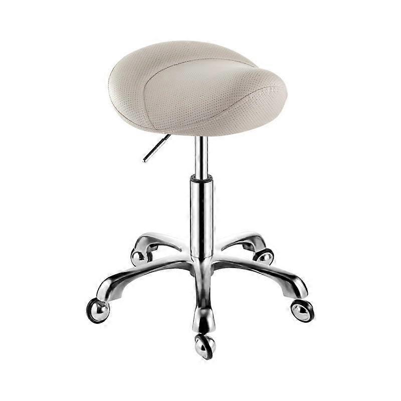 White Adjustable Saddle Stool with Backrest, Ergonomic Rolling Chair with Wheels for Home Office