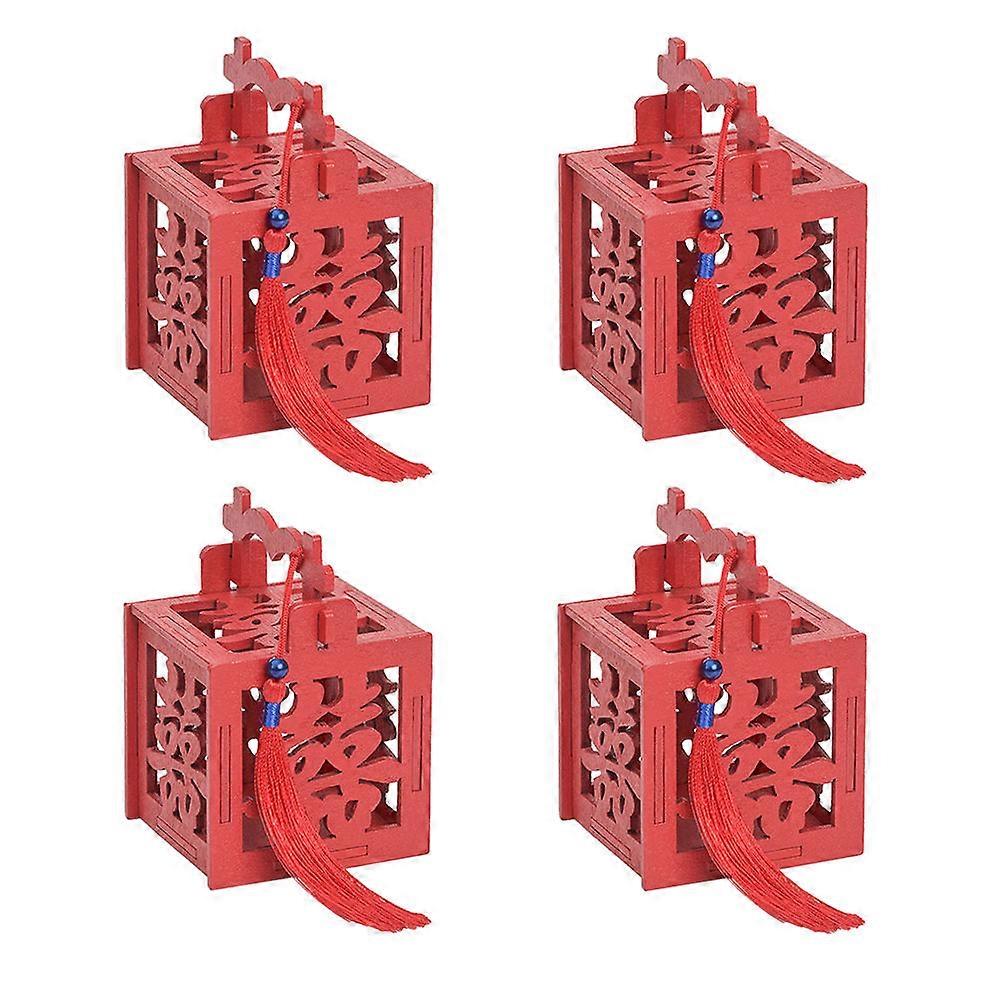 Candy Boxes For Wedding Elegant Design Wood Gift Case With Tassel Storage 4Pcs