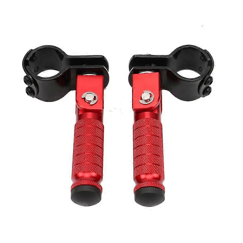 Motorcycle Foot Pegs Adjustable Folding Highway Footrest with Clamp Mount for Engine Guard Red