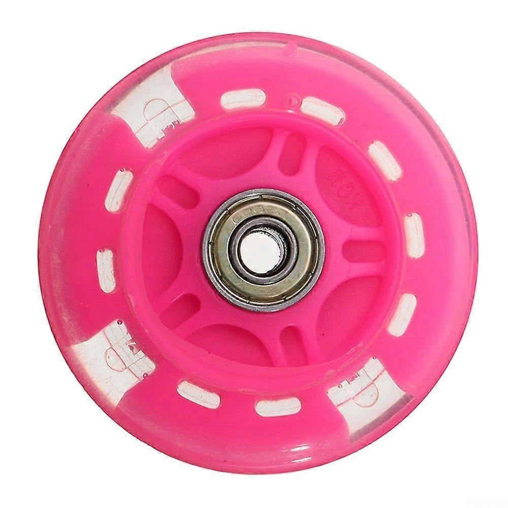 80mm Pink LED Scooter Wheels 2pcs with Flashing Lights and PU Inline Skate Replacement