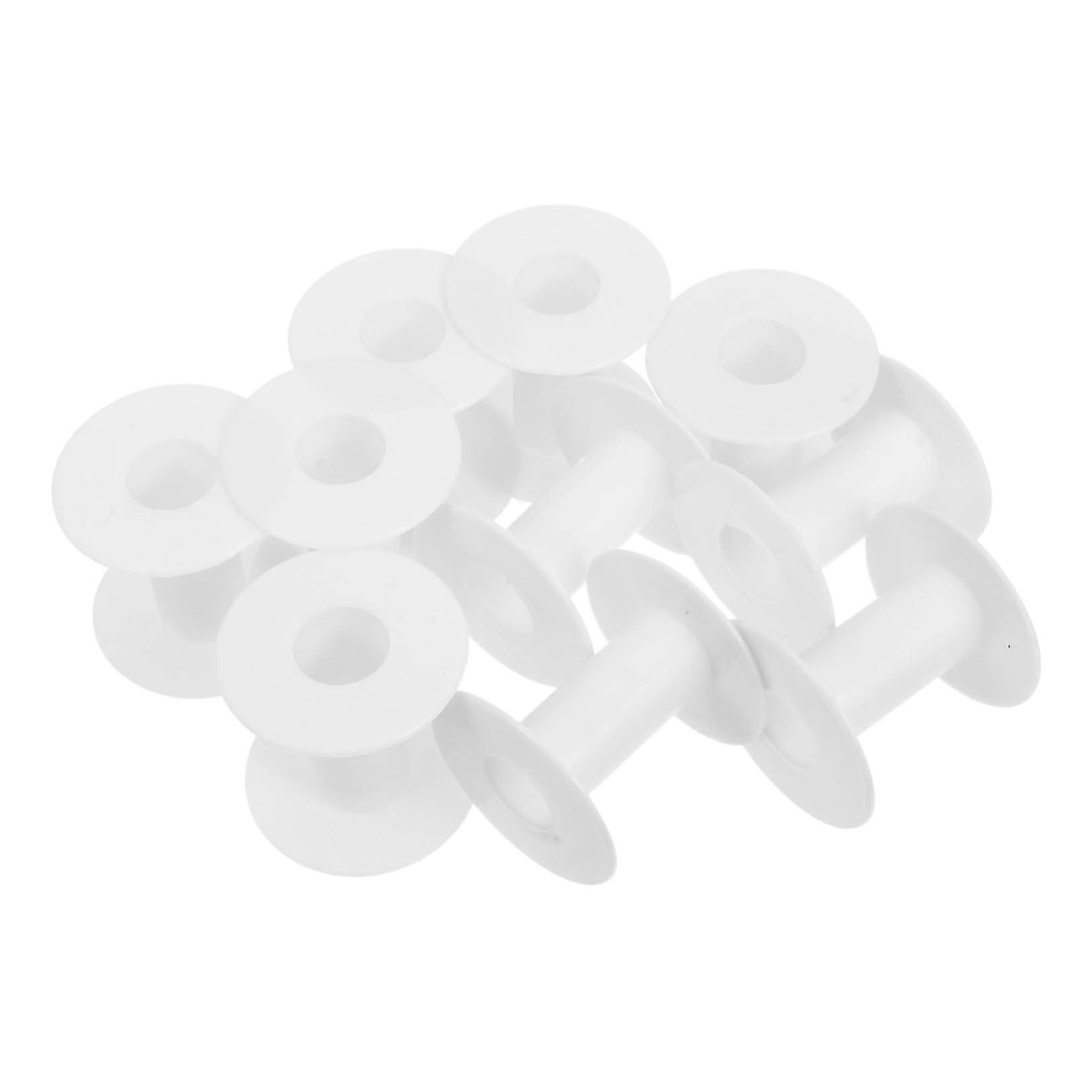 10pcs Plastic Thread Spools for Sewing and Crafting Empty Bobbins White Tangle Storage