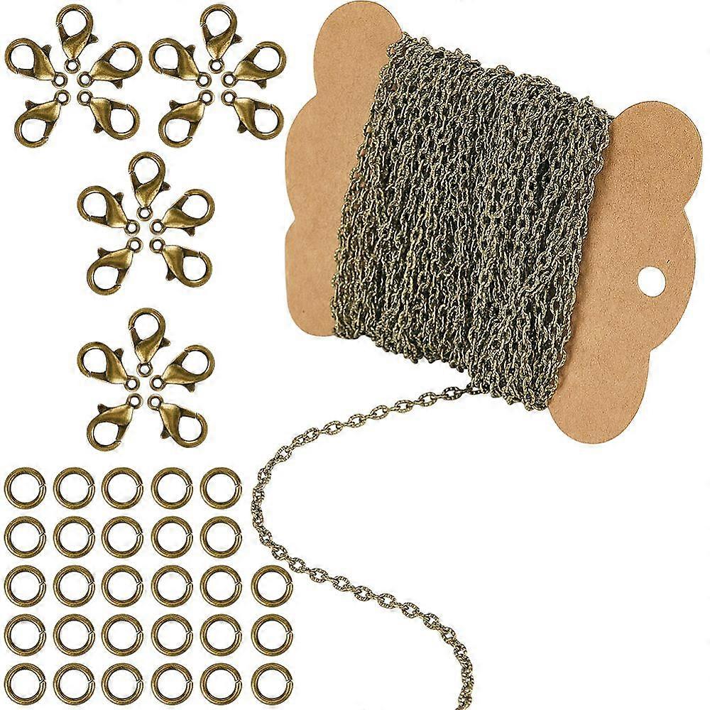 DIY Iron Chains Necklaces Making Kits Bronze Red Copper 4x3x0.7mm