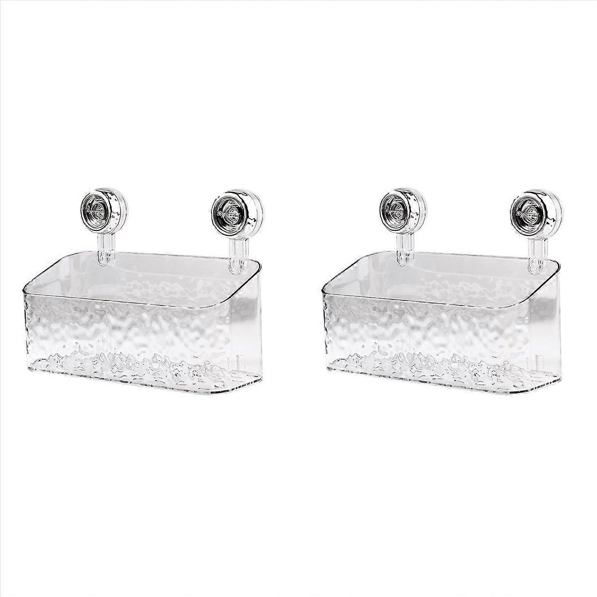 1PC Rotating Suction Cup Storage Rack Storage Box Transparent,L