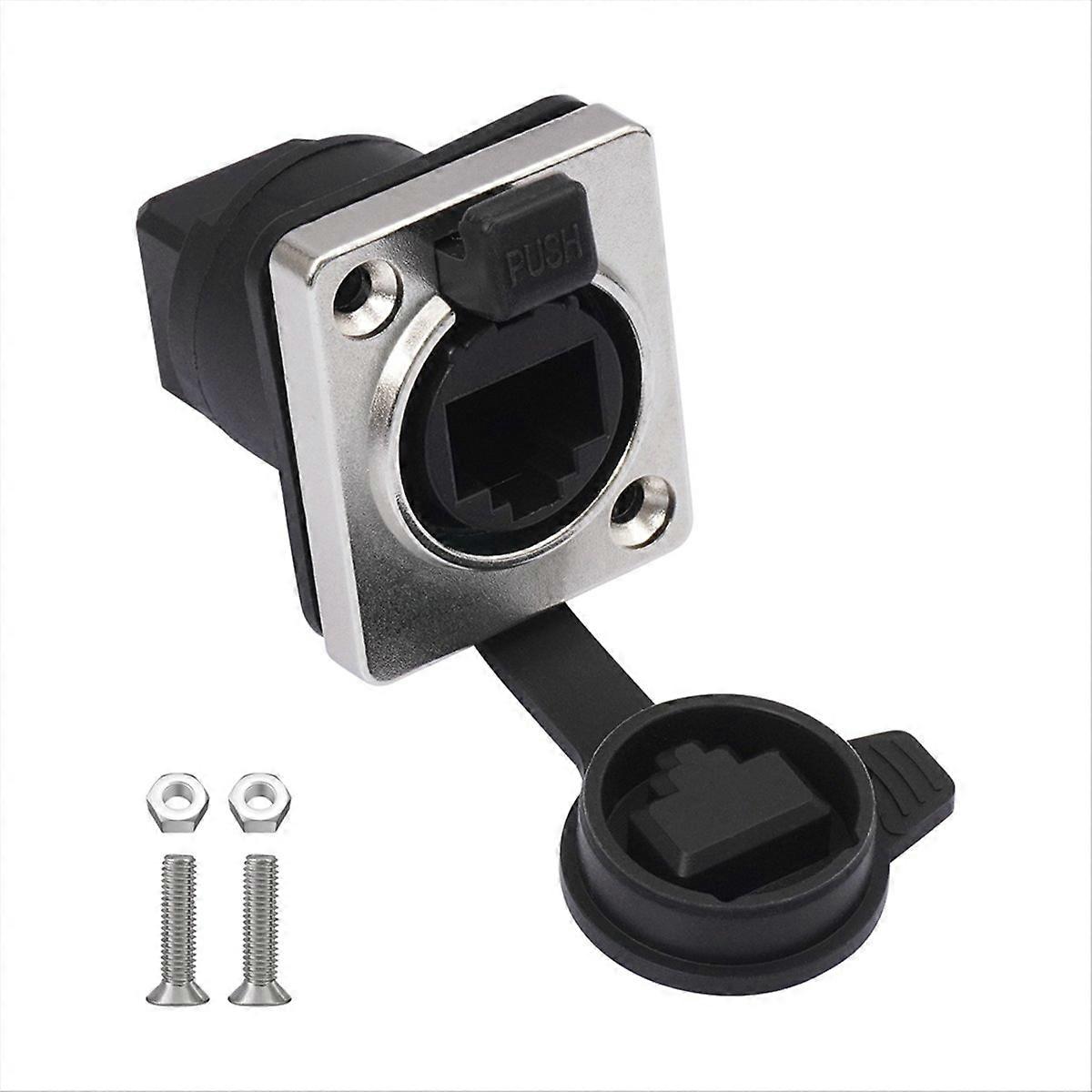 RJ45 Waterproof Network Connector Panel Mount Socket 90 Degree