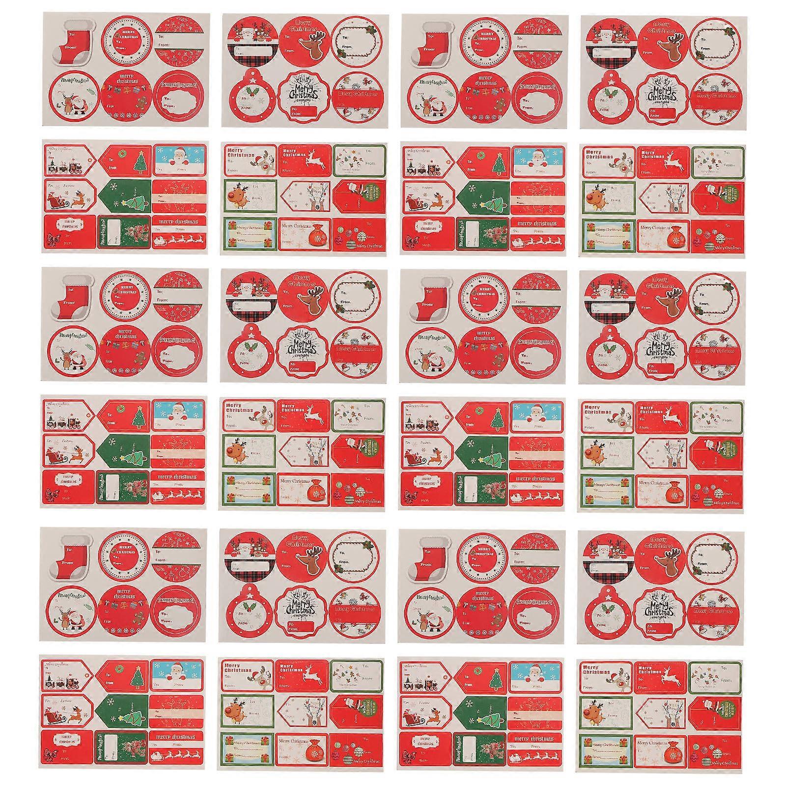 Christmas Gift Packaging Label Paper Stickers for Decor 24 Sheets