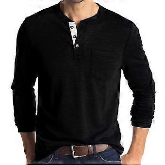 Men's Slim Fit Long Sleeve Shirt Lightweight Breathable Casual Button Down for Autumn Winter Black L