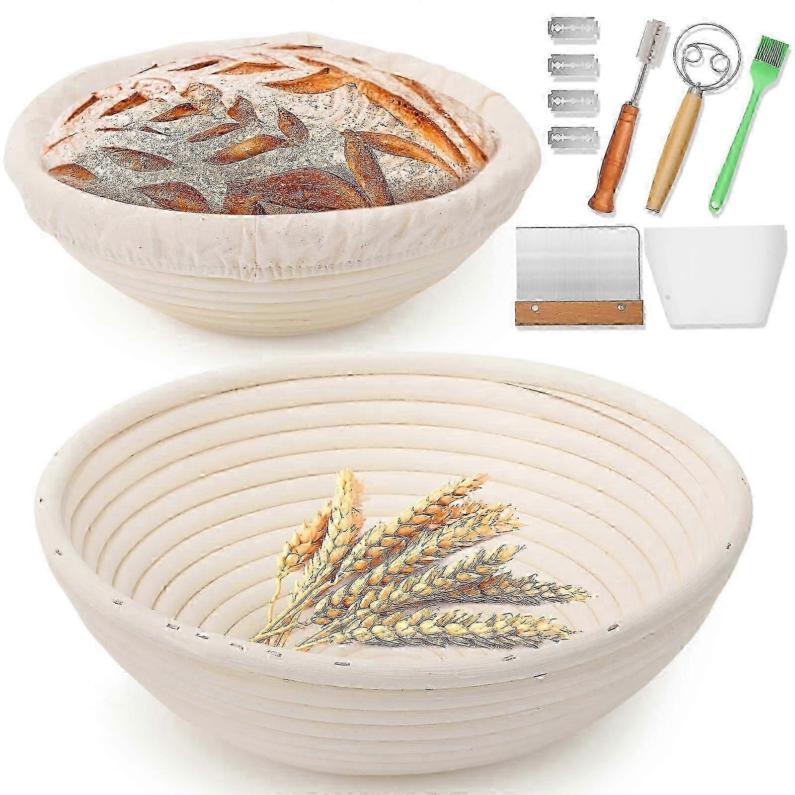 Bread fermentation basket, banneton bread fermentation basket 2 set, 10 'round banneton basket