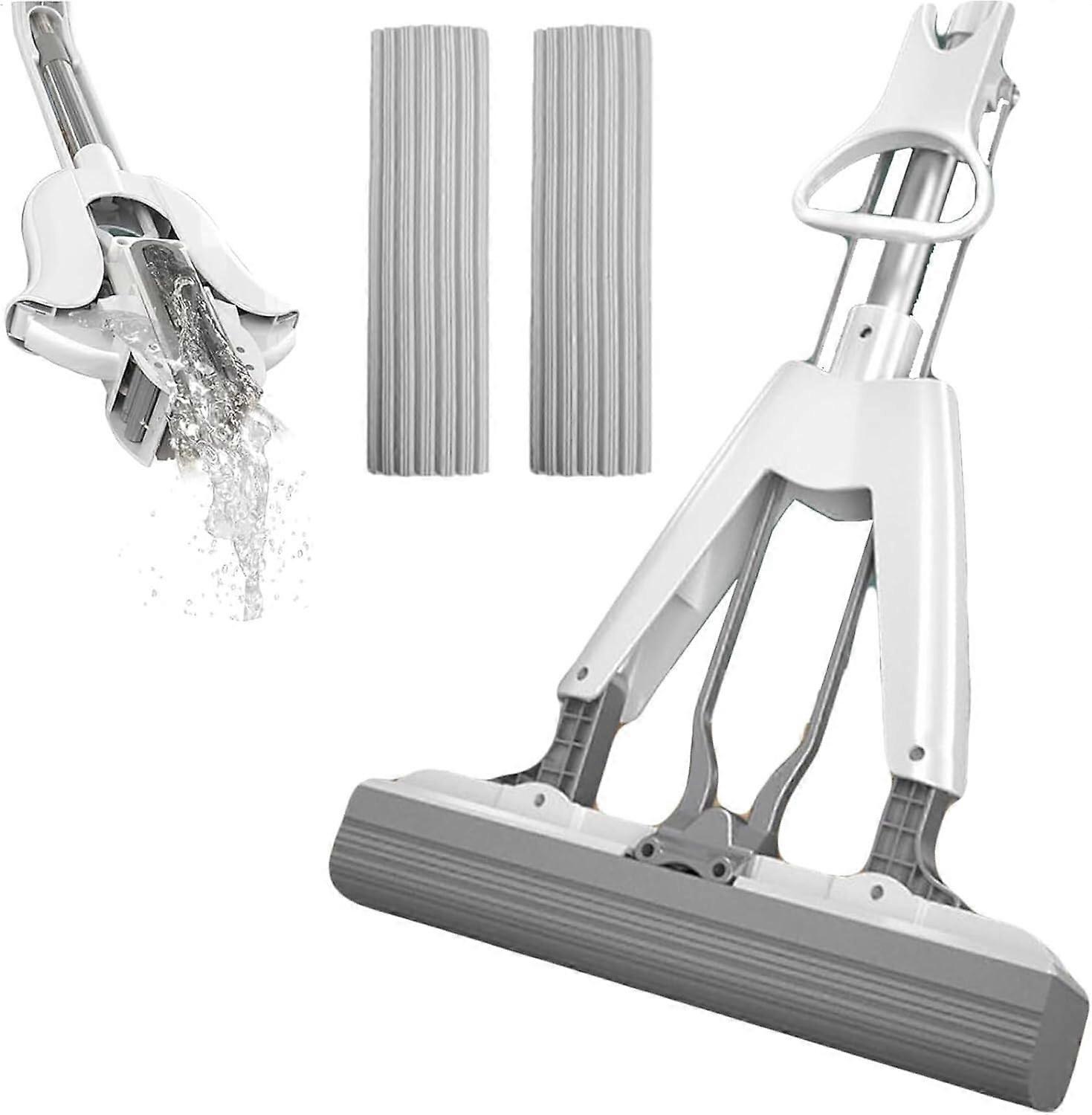 Compact SelfSqueeze Sponge Mop White Mini Floor Cleaner for Small Spaces