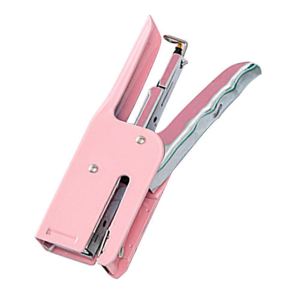 Streamlined Pink Handheld Stapler Ergonomic Design Paper Binding 1Set