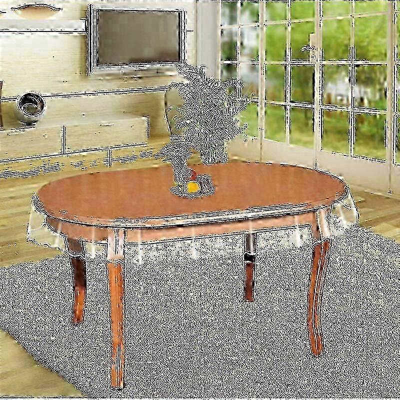 Waterproof Clear Vinyl Oval Tablecloth Protector compatible Kitchen Use
