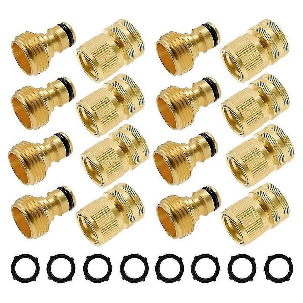 Garden Hose Quick Connector, Solid Brass 3/4 Inch GHT Thread Garden Quick Connect Kit