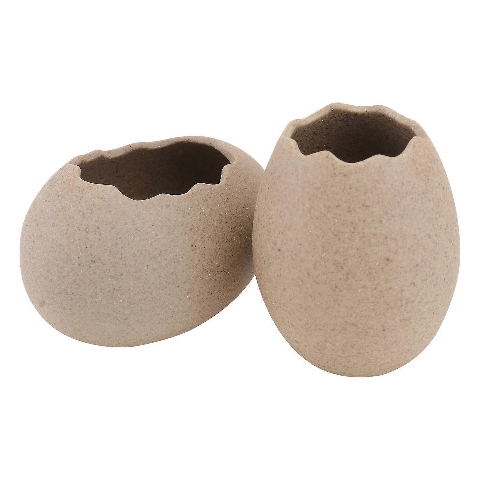 Hydroponics Plants Pot Egg Shell Vase Ceramic for Decor 2Pcs Set
