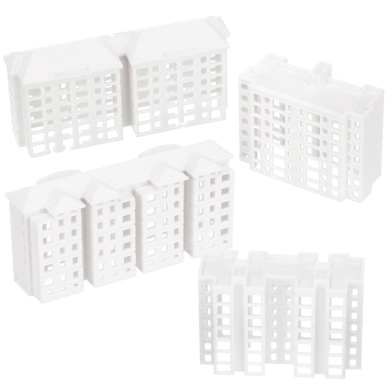 4Pcs Mini Building Models Simulation Layout Props Plastic White Great For Model Display