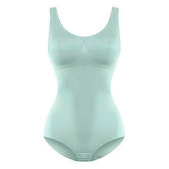 Women's Slimming Bodysuit Shapewear with Wide Straps & Scoop Neck - Tummy Control Bodycon Jumpsuit in Green Size