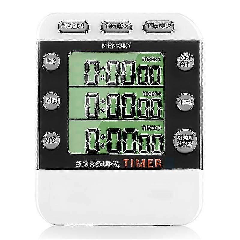 Digital Dual Kitchen Timer, 3 Channels Count Up/down Timer, Triple Cooking Timer, Large Display, Lo