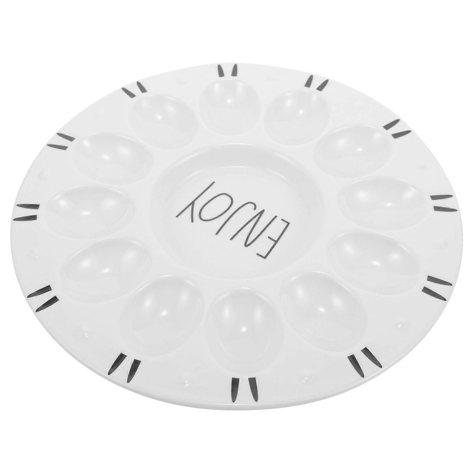 White Ceramic Egg Platter Deviled Egg Tray for Home Use
