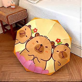 1PC Capybara cute Umbrella Portable Folding Umbrella Iron Frame Hole Bone Structure Outdoor Home Umbrella