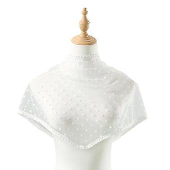 Lace Trim Round Dot Triangular Headscarf Breathable Polyester Hair Accessory for Women Elegant and Stylish Design