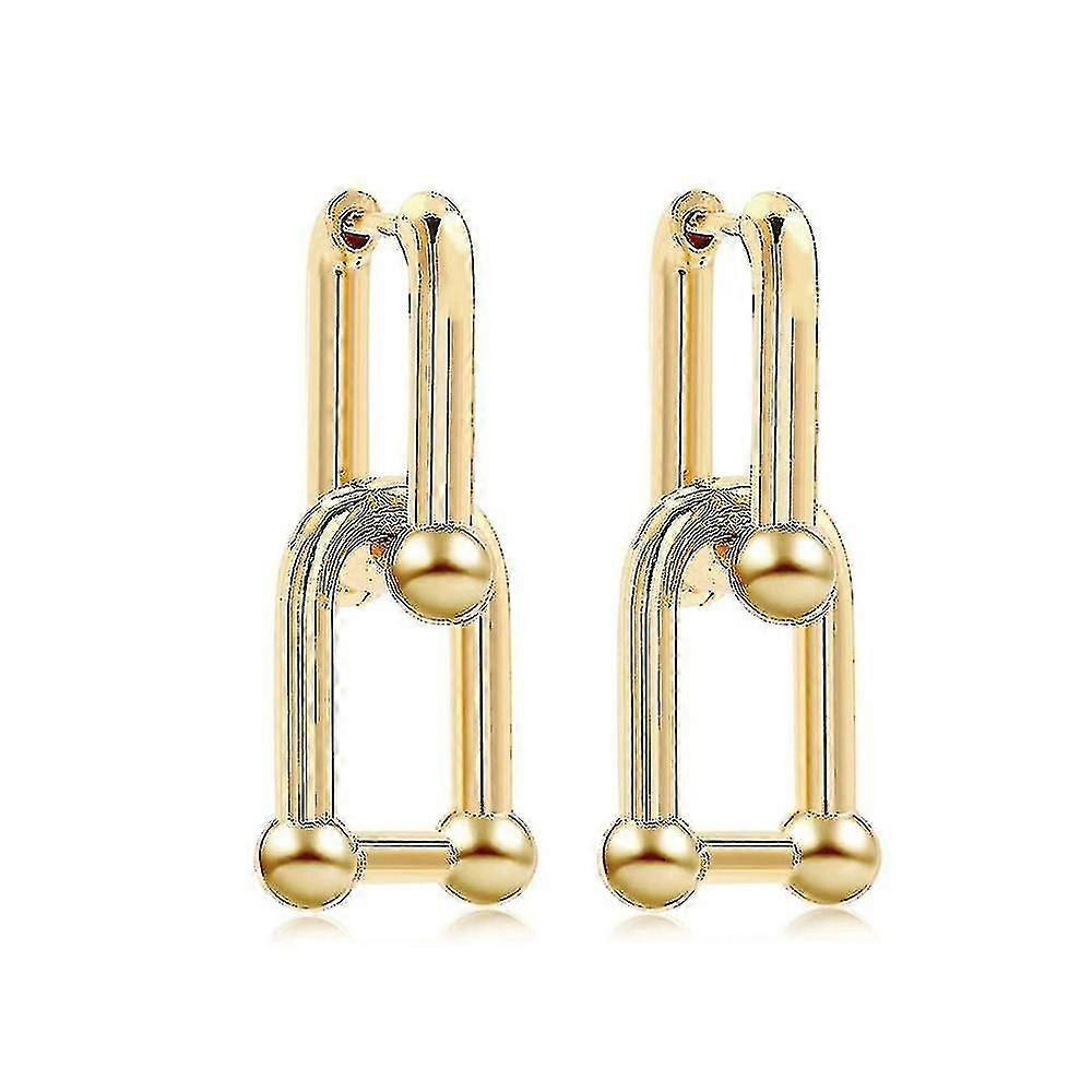 Mujer forma de U Pin Link Cadena Pendientes Pendientes Regalos