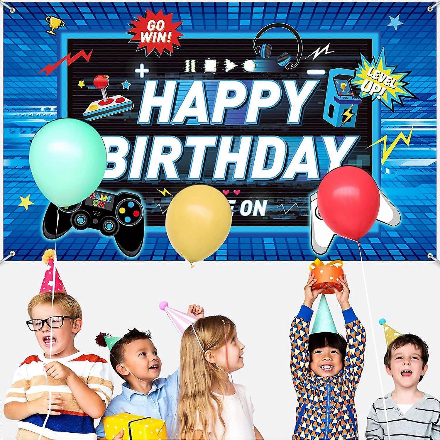 Kit Fête Anniversaire Garçon Thème Pixel – Écharpe Et Badge – Déco Jeu Vidéo – Accessoires Party