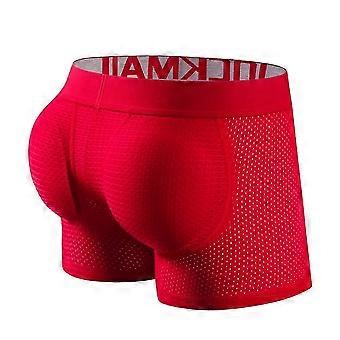 JOCKMAIL Men's Mesh Boxer Briefs with Hip Pads, Padded Underwear for Butt Lift, Elastic Support, Black