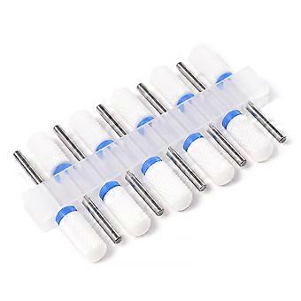 10-piece ceramic nail drill set, cylindrical, suitable for gel and acrylic nail art, professional nail and pedicure drills for removing cuticles and