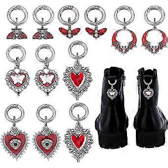 12Pcs 6 Styles Boot Shoe Charms Star Moon Shoe Charms Platinum Alloy Boot Shoes Decorations with Spring Rings Shoes Accessories for Party Boots Decora