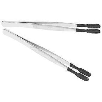 Stainless Steel Cosmetic Tweezers Fake Eyelash Clamp 2Pcs Set