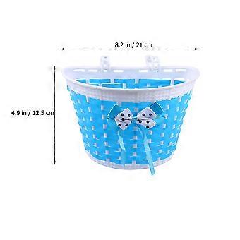 4Pcs Children Bike Handlebar Weave Basket Bell Set Streamers Handlebar Decorative Supplies Bike Accessories for Kids Children (Blue Basket, Blue Strea
