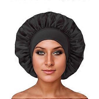 Satins Bonnet Silk Bonnet Hair Bonnet for Sleeping Slouchy Beanie Hat Satins Sleep Caps for Women Natural & Curly Hair Black