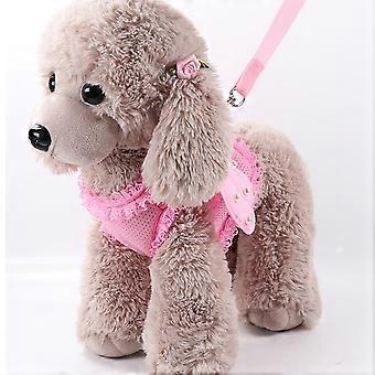 Ensemble harnais pour animaux de compagnie Angel Design, rose, taille M, avec sangle de poitrine et laisse pour chats et chiens