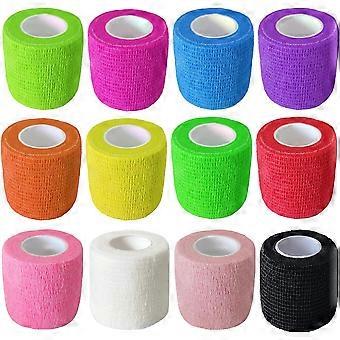 Verpakking van 12 zelfklevende verbandrollen - Vet Wrap voor huisdieren, rekbare zelfklevende, ademende sporttape rollen (5 cm x 4,5 meter per rol, 1)