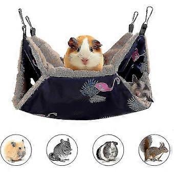 Small Pet Cage Hammock 13.38 x 13.38 Inches Coral Fleece Hammock for Small Animals Flamingo Pattern