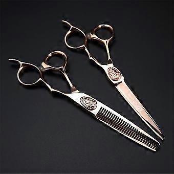 Professionele kappersschaar van 15,2 cm (6 inch) in roségoud met scherpe bladen en ergonomische handgreep.