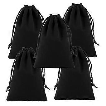 Flannel Drawstring Bag Hair Dryer Pouch for Storage 5Pcs Black Color