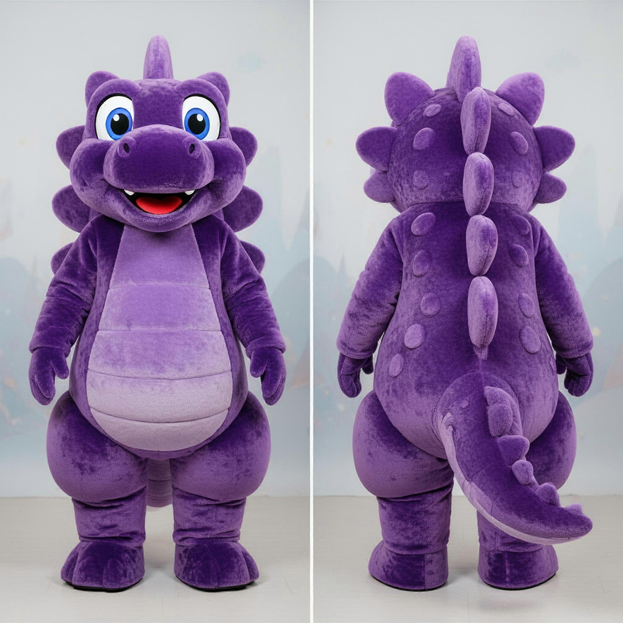 MASTICOT Purple Friendly Stegosaurus Mascot