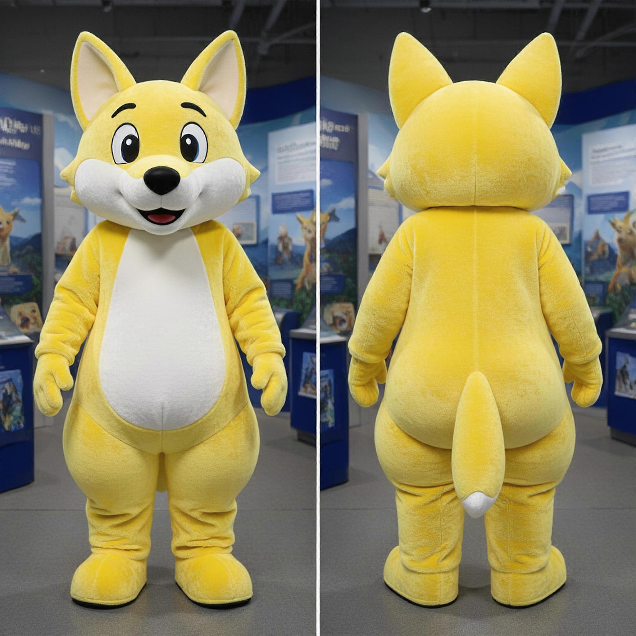 MASTICOT Lemon Yellow Cartoon Dingo Mascot