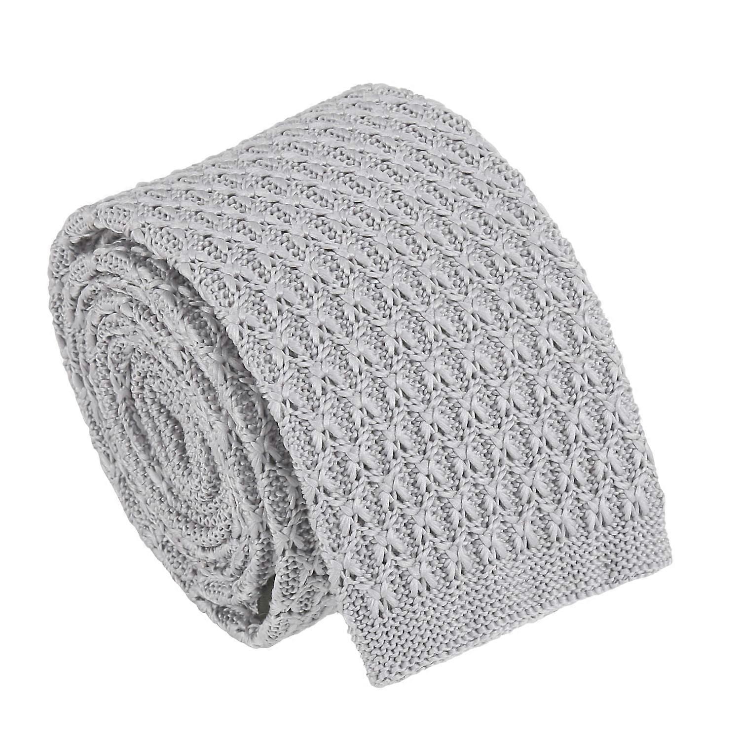 Grey Knitted Trellis Slim Tie