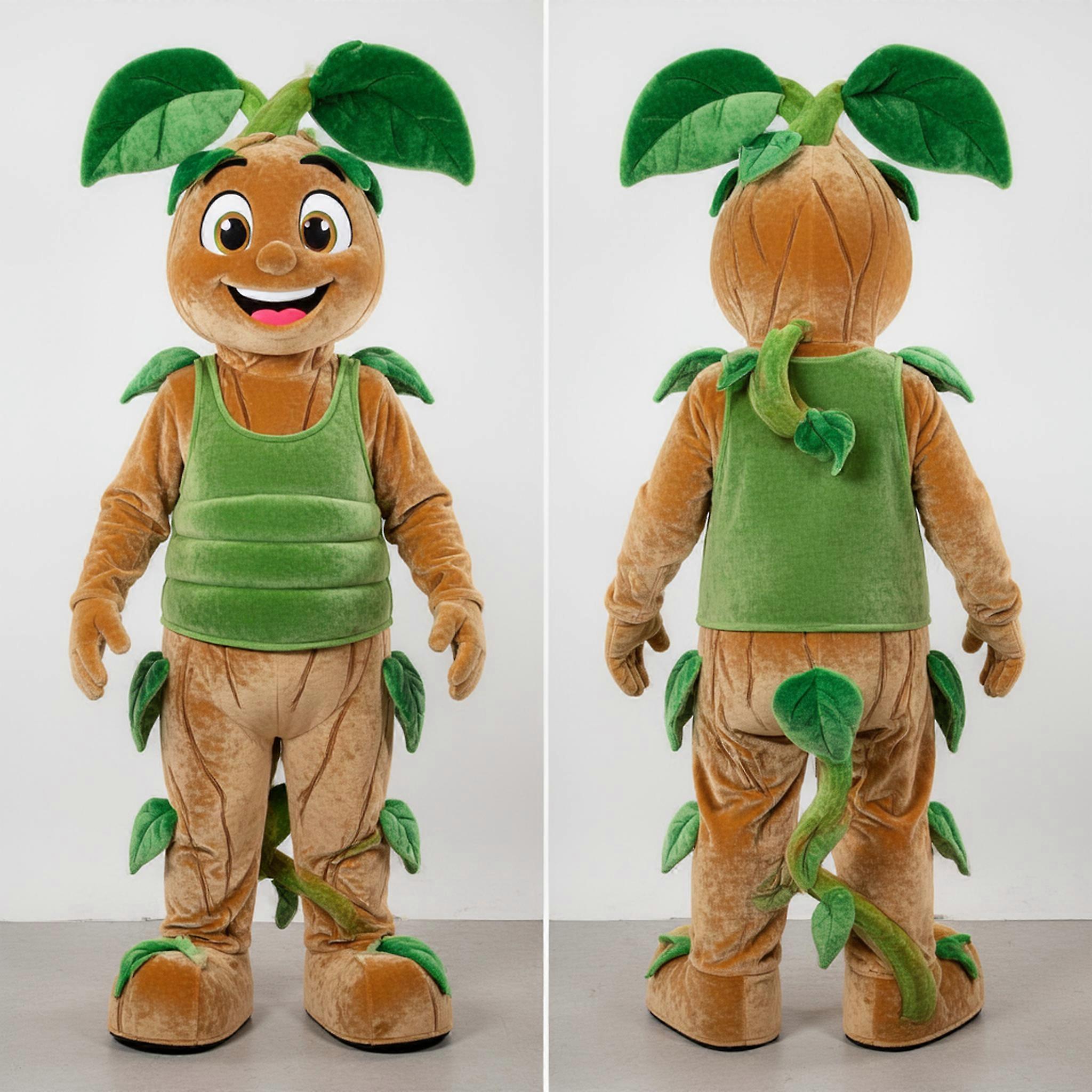 MASTICOT Warm Tan Leafy Beanstalk Mascot
