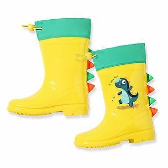 Kids Dinosaur Rain Boots, Mid-Calf Waterproof Non-Slip Wellies for Boys and Girls, Toddlers and Infants