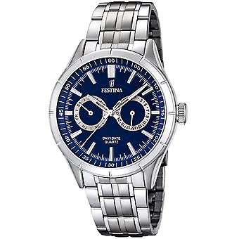 Retro Quarz Analog Herrenuhr Festina mit Edelstahl Armband F16780/3