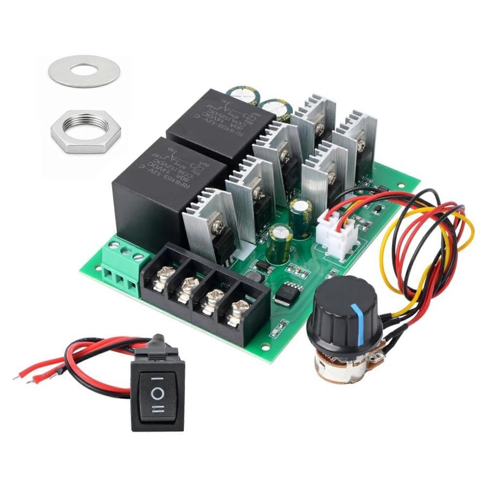 PWM Speed Controller Adjustable Driver Switch Low Voltage DC, 40A 12V/24V/36V/48V DC, Forward Reverse Switch