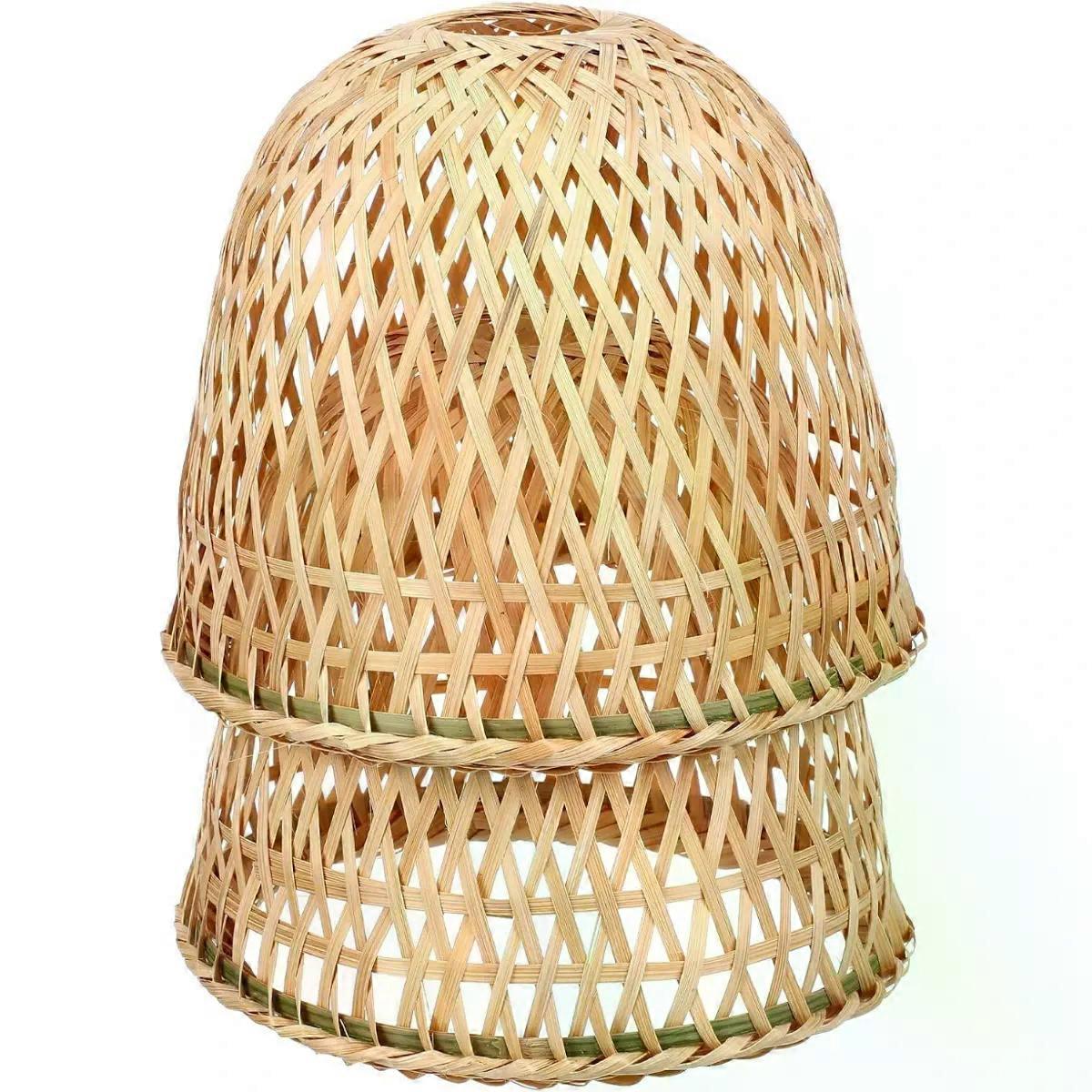 2 Pack Rustic Bamboo Lamp Shades for Ceiling Hanging Lights