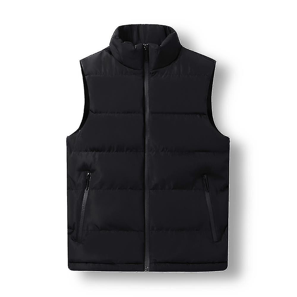 Herrarnas solida stative-collar vadderade västjacka slimmade västar