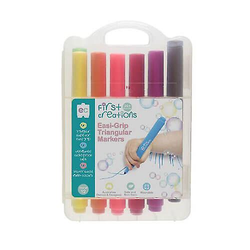 12PK First Creations Easy Grasp Barrel Easi Grip Triangular Marker Washable Ink